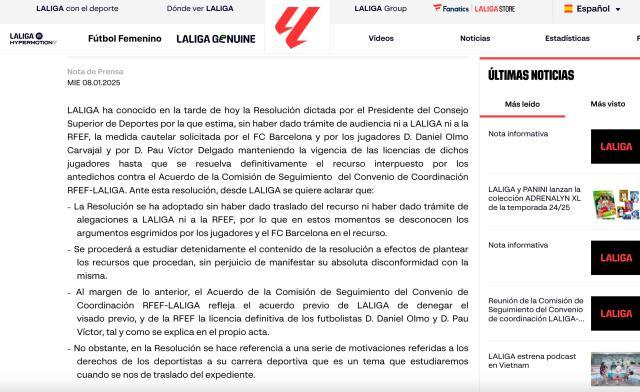 开云体育官网-奥尔莫获临时注册 西甲回应：完全不同意这一决议